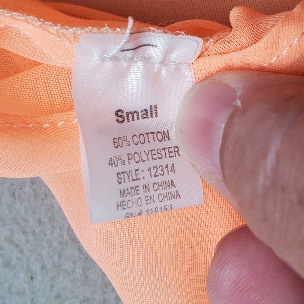 Poof Couture Sheer Neon Orange Sleeveless Open Lattice Top Size S *FLAW* - Picture 9 of 10